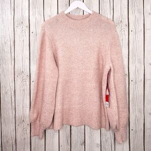 Jennifer Lopez Sweater Women’s Size XL Pink Balloon Sleeve Metallic Pullover NWT